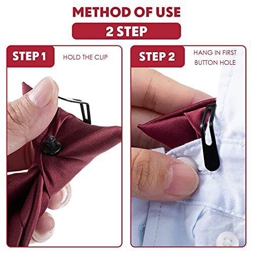 2 Pieces Men’s Clip on Ties 20 Inches Solid Color Clip on Ties Pre Burgundy