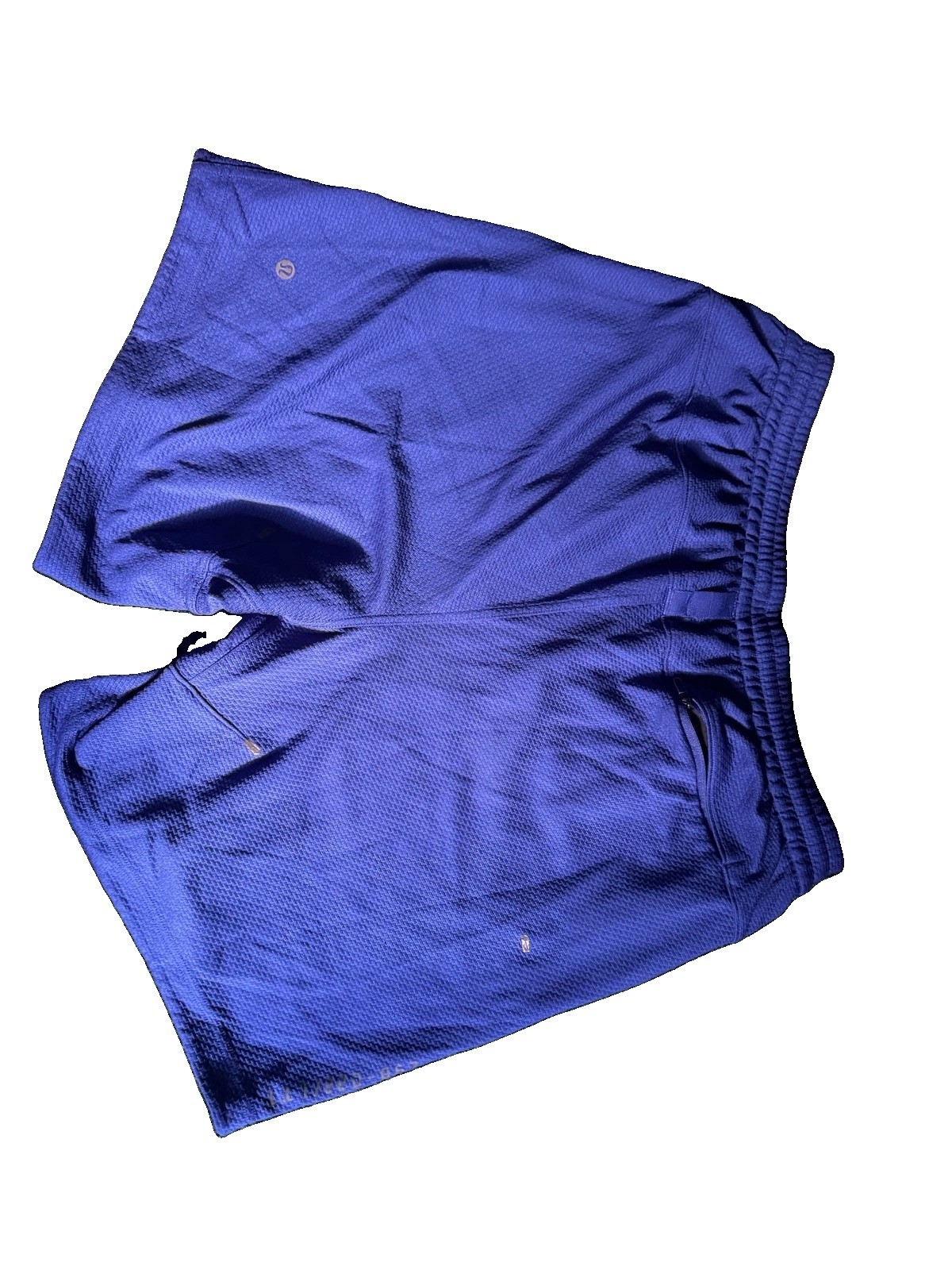 Lululemon Men’s Blue Textured Athletic Shorts Drawstring Pockets Size L