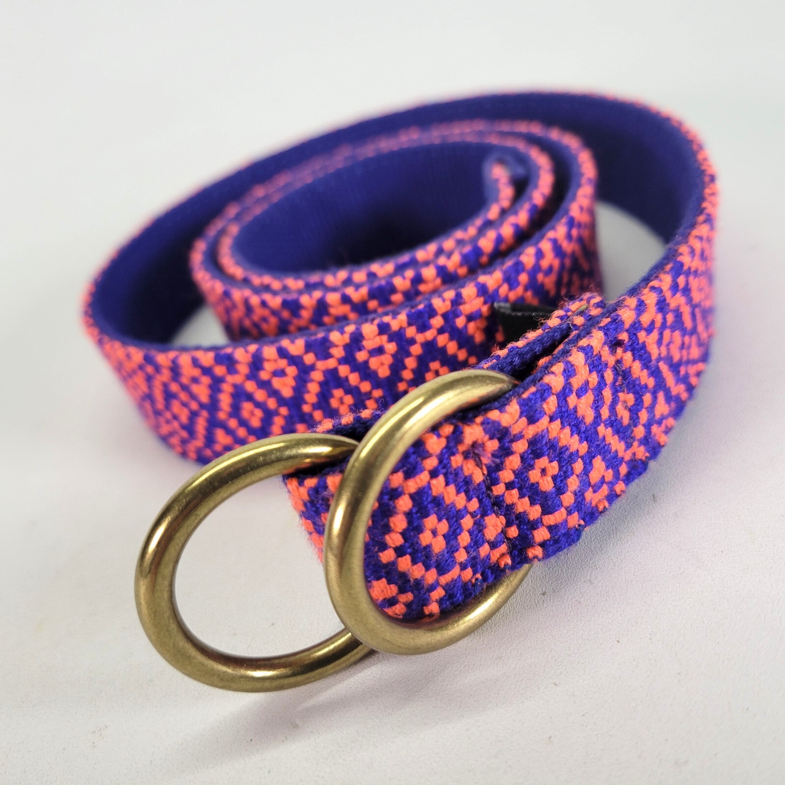 J Crew Belt 28 30 32 34 S Ring Buckle Blue Orange