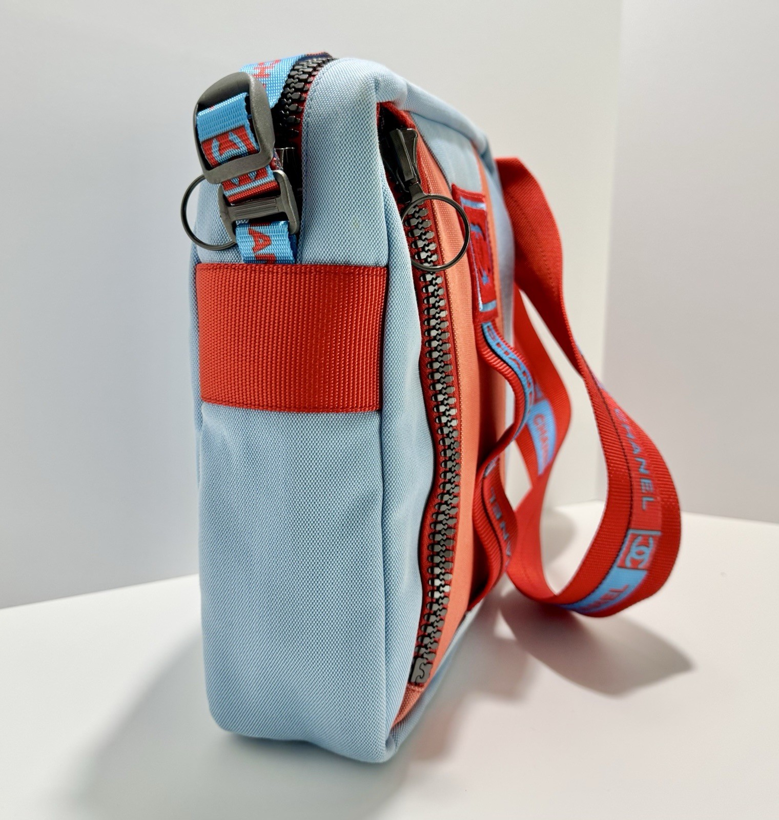 Chanel Sport Line Red Blue Medium Crossbody Vintage Unisex Canvas Nylon CC Logo