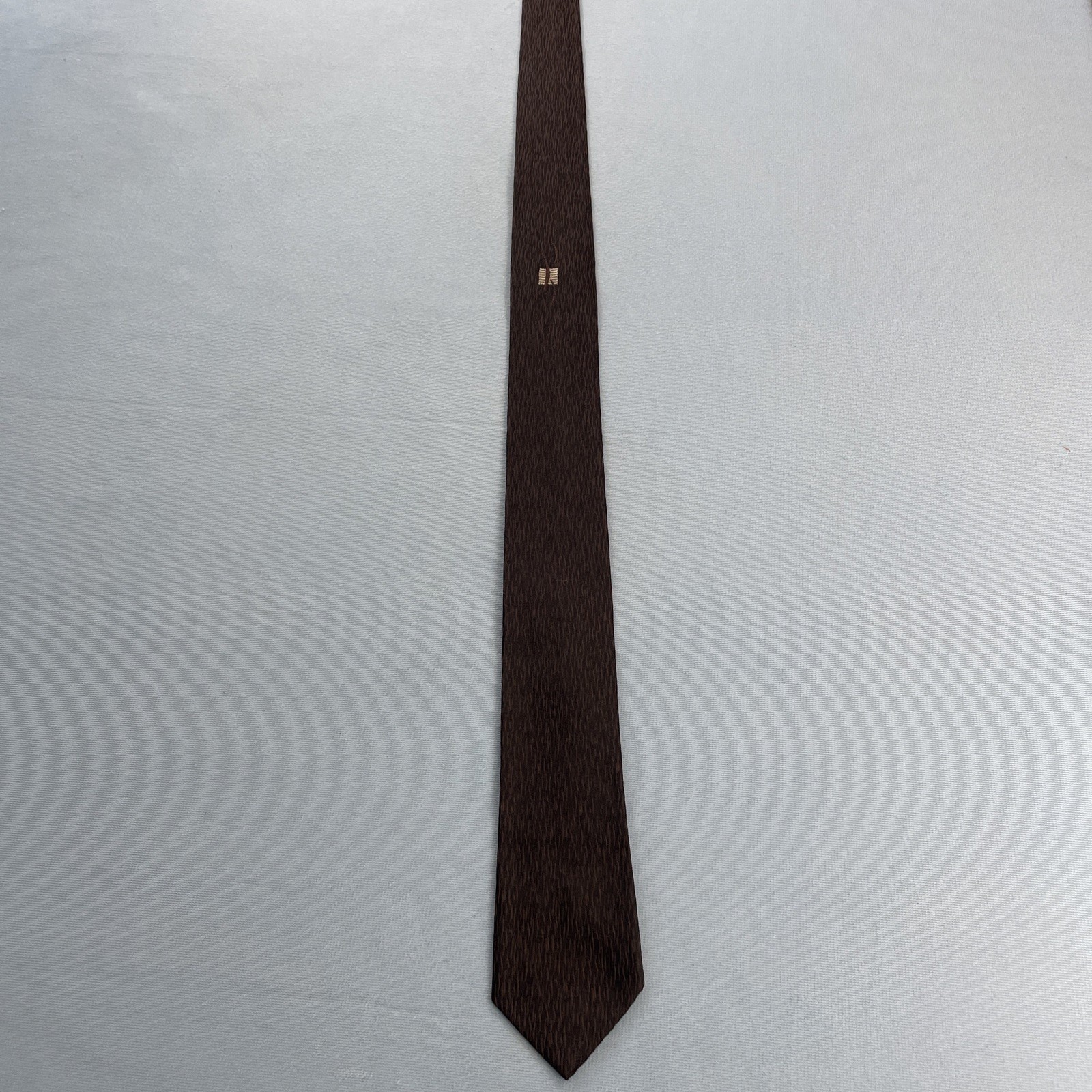 Vtg 50s 60s Tie Beau Brummel Atomic MCM Deco Medallion Brown Slim Necktie 2×53