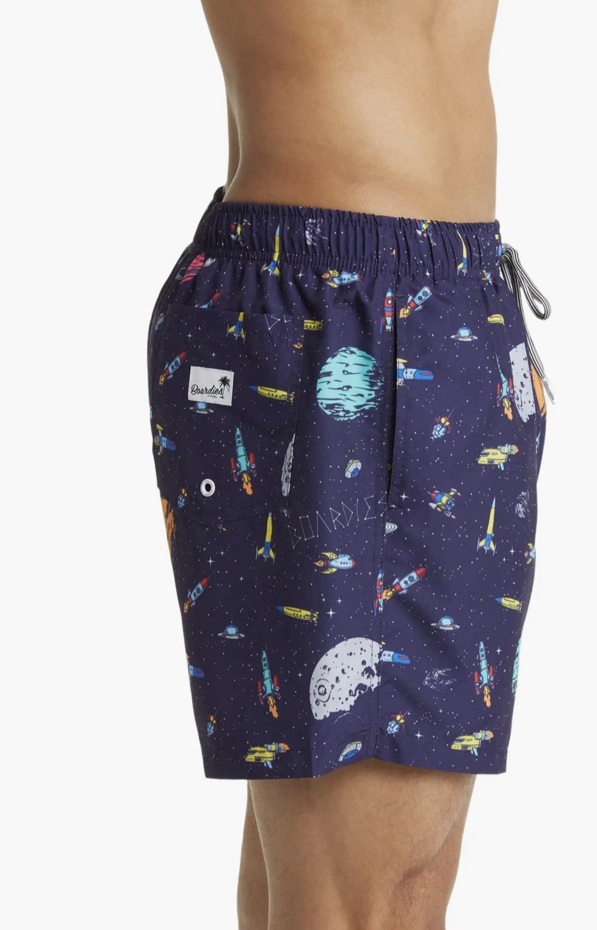 Boardies Apparel Rocket Navy Swim Trunks Size Medium stars Space
