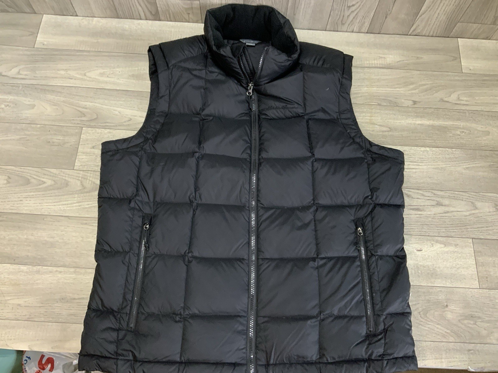 Eddie Bauer Premium Goose Down Black Puffer Vest Large