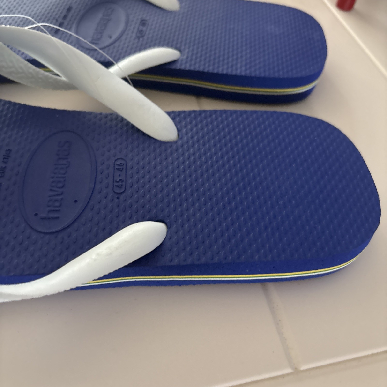 Havaianas Brazil Flip Flops Blue White Mens Size 13/14 NWT