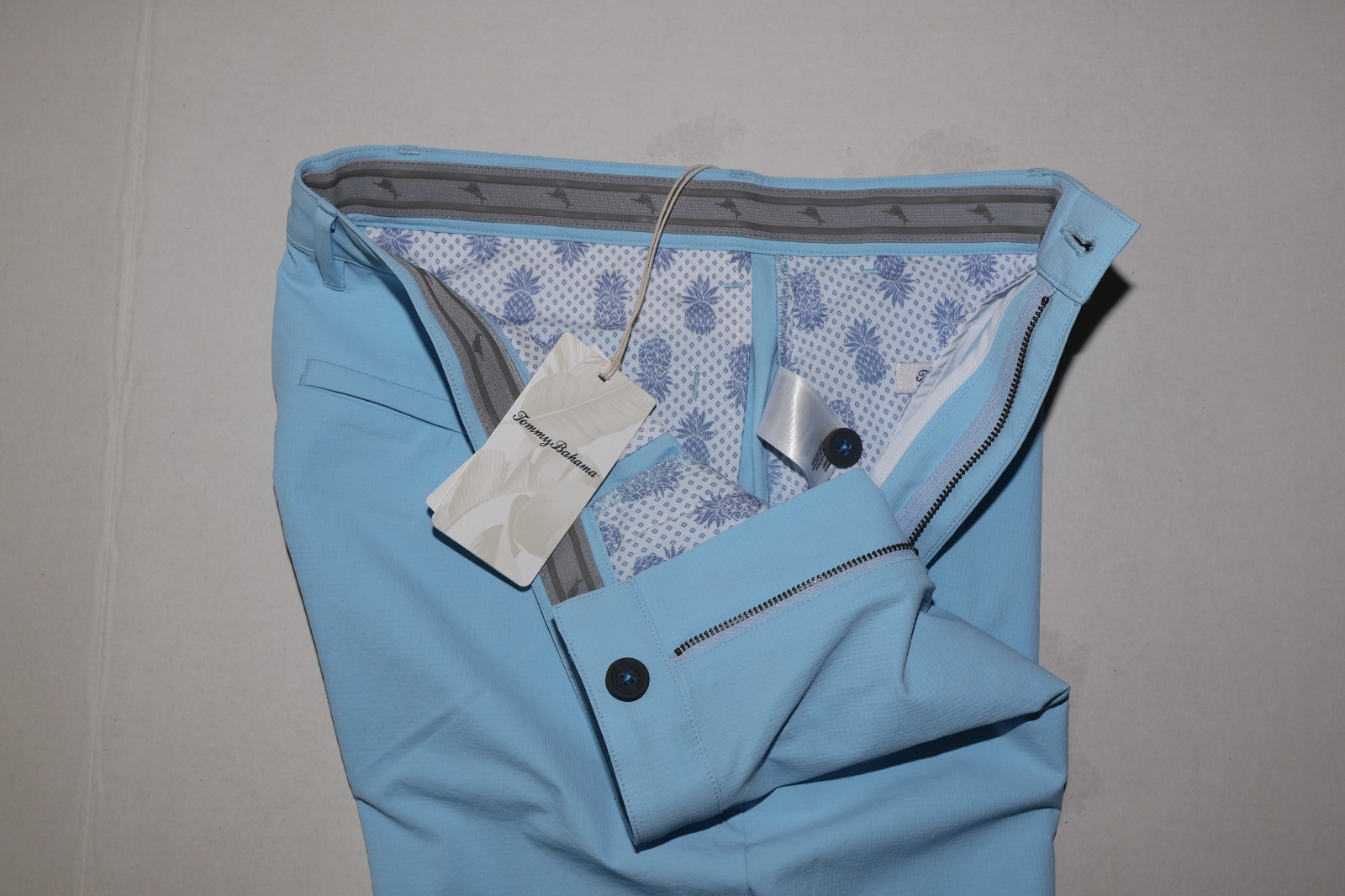 Tommy Bahama Shorts Chip Shot Chambray Blue Solid Performance New Waist 32 32×10