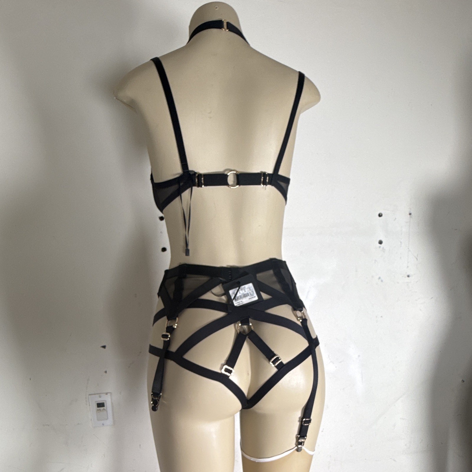 Honey Birdette “Skylah” Unworn Black & Gold Lingerie Set