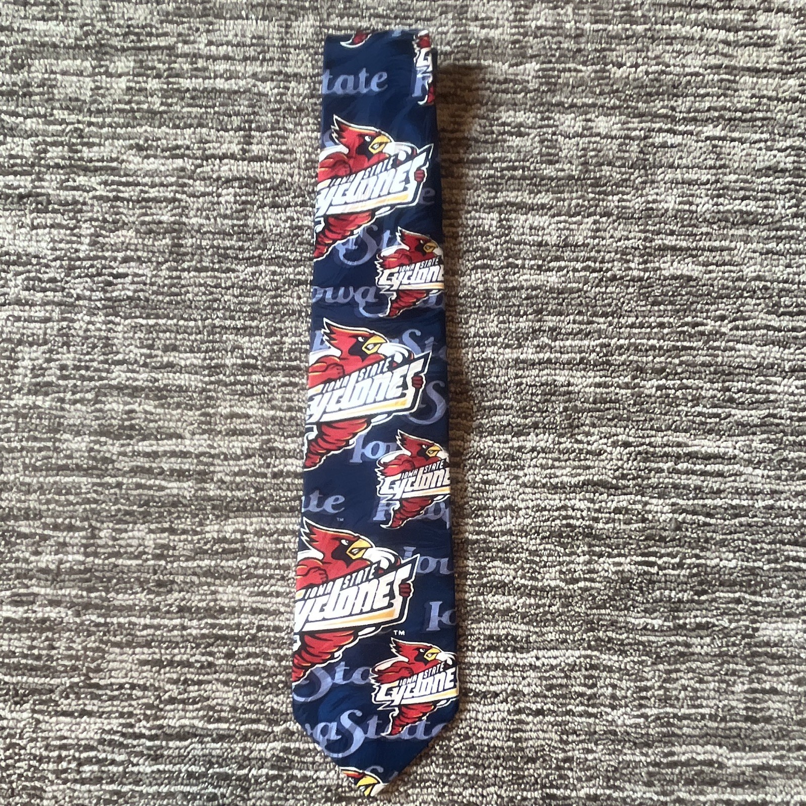 Iowa State Cyclones Men’s Navy Blue/Red/White/Yellow Logo Novelty Tie