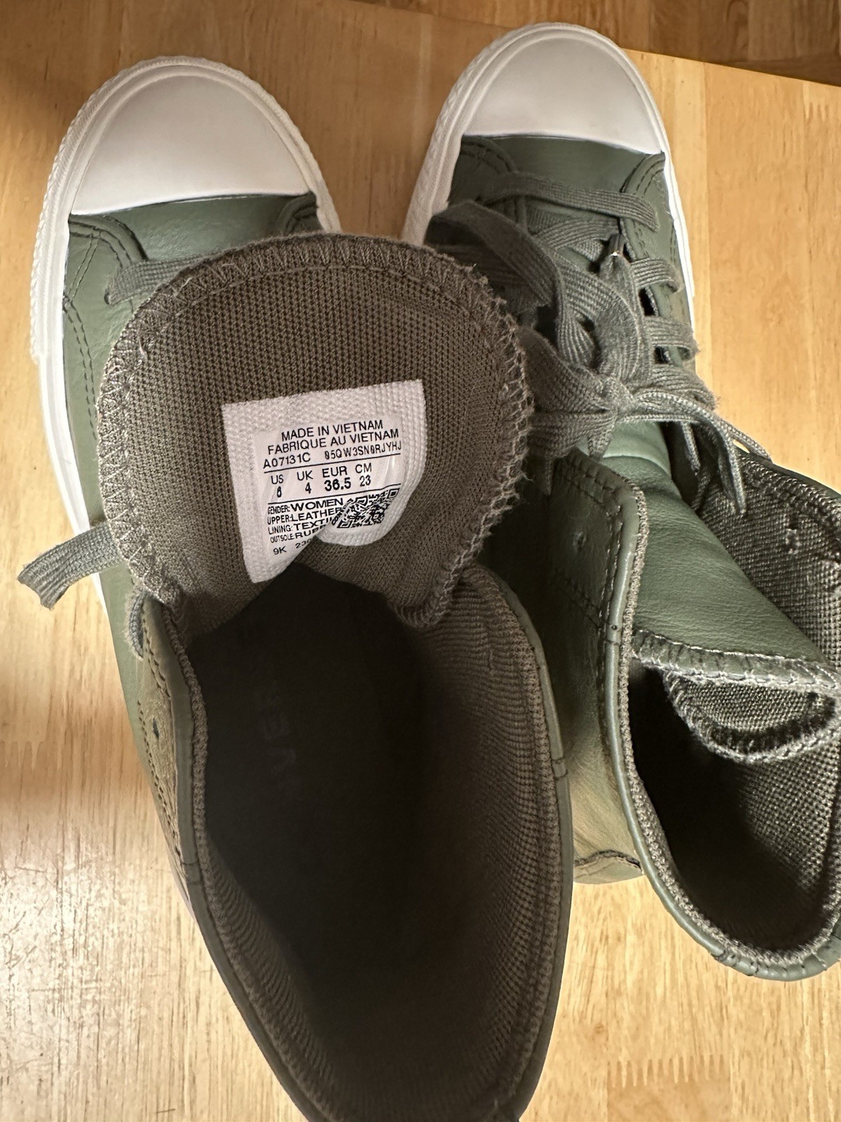 Converse Chuck Taylor All Star Lift Platform Leather High Top Utility Egret