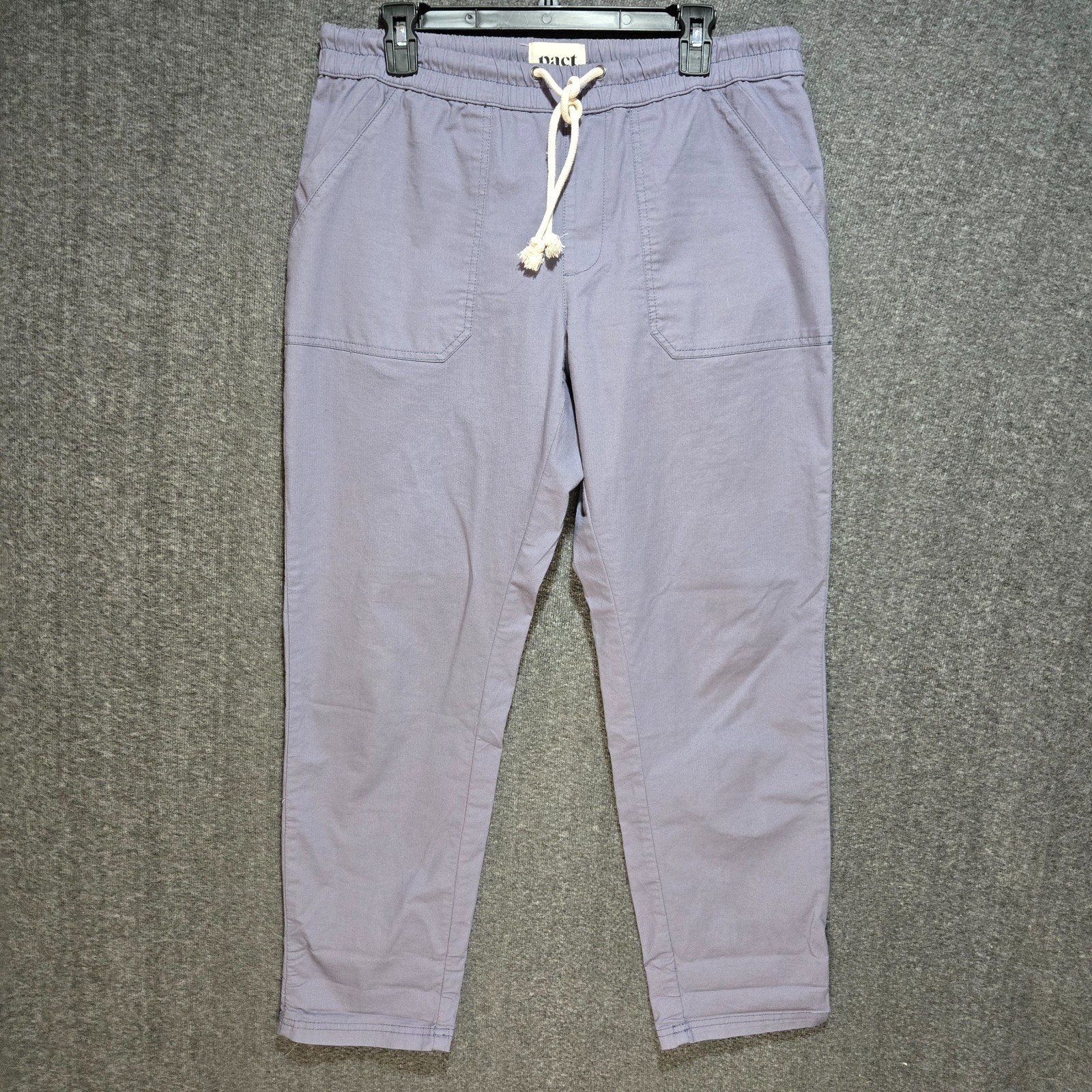 Pact Women Granite Casual Drawstring Straight Leg Woven Twill Roll Up Pant Sz L