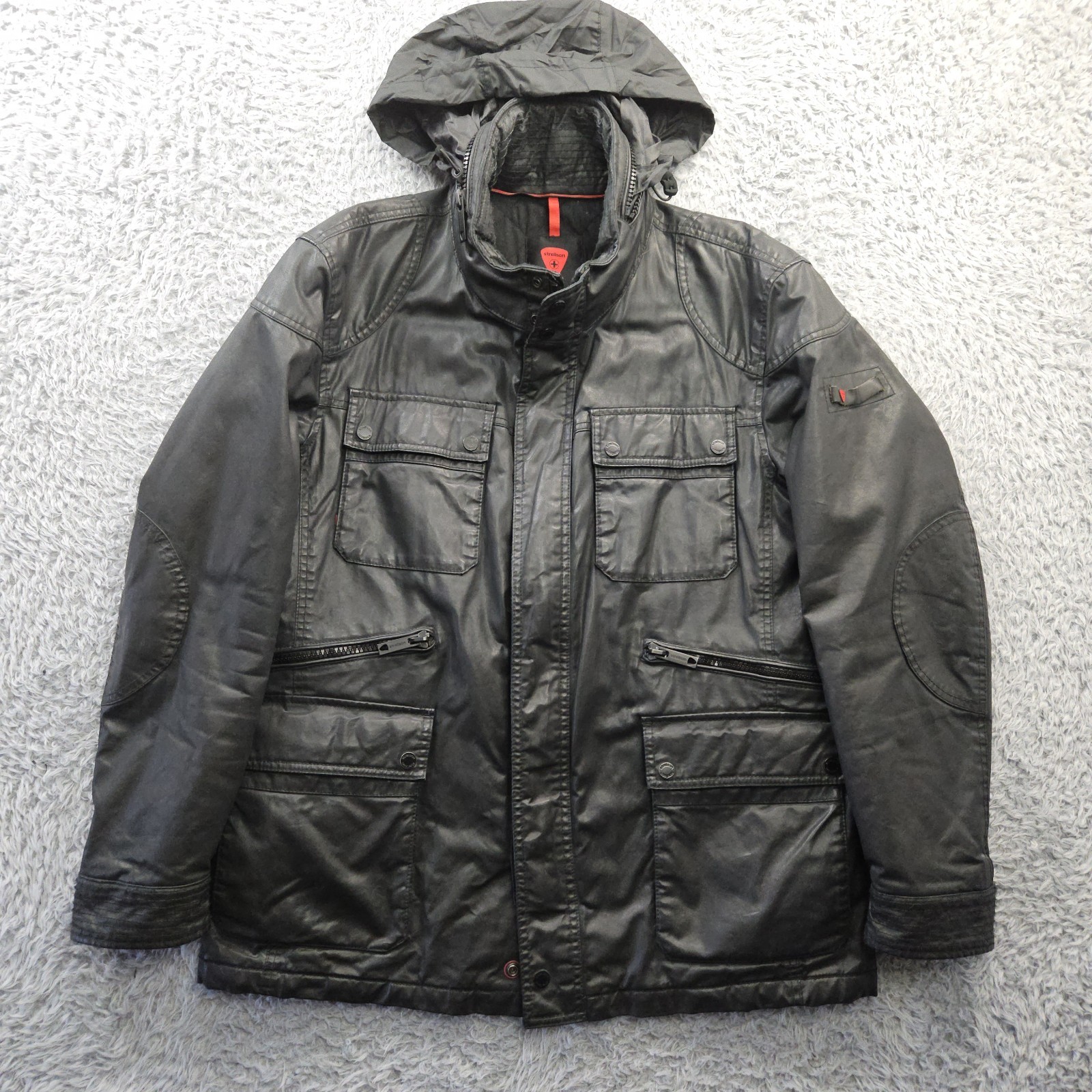 Strellson Metallic Black Jacket Buster W Waxed Moto Utility 54 (US 44) Swiss