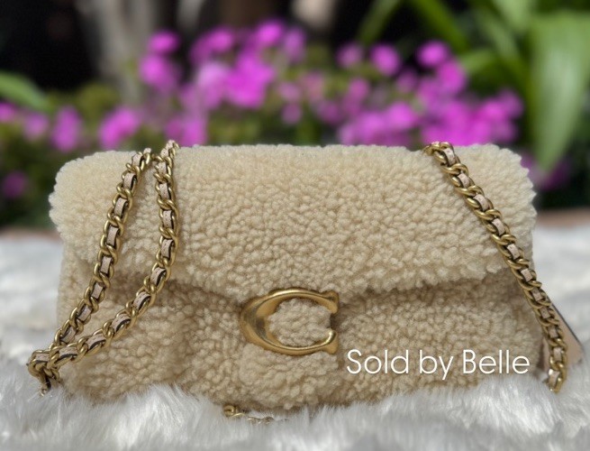NWT Coach Shearling Tabby 20 In Shearling Beige Crossbody Bag Shoulder Purse