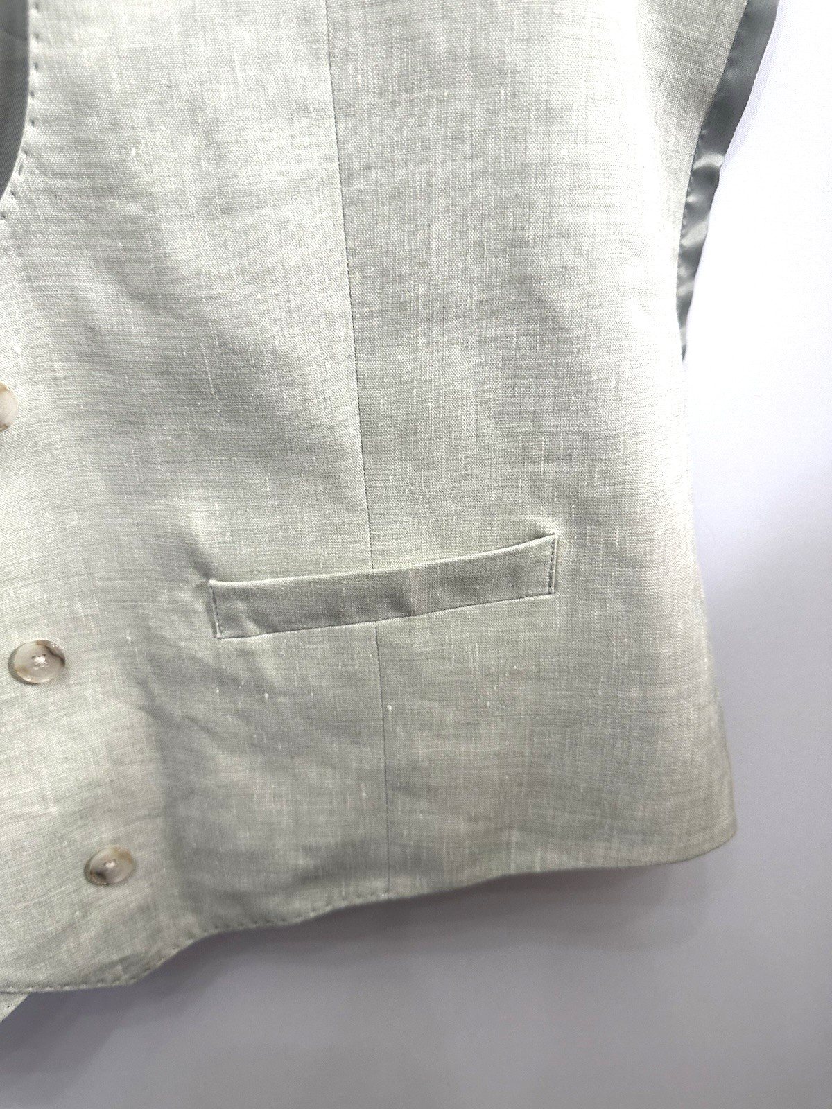 New M&S Autograph Marks & Spencer 40 44 46 light verdigris linen-blend waistcoat