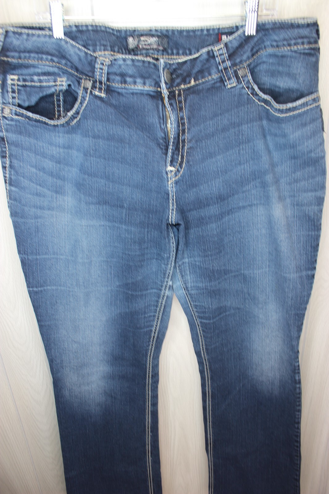Silver Jeans Women’s 42X33 Suki Slim Boot Fluid Blue Denim Plus Size Dark Wash