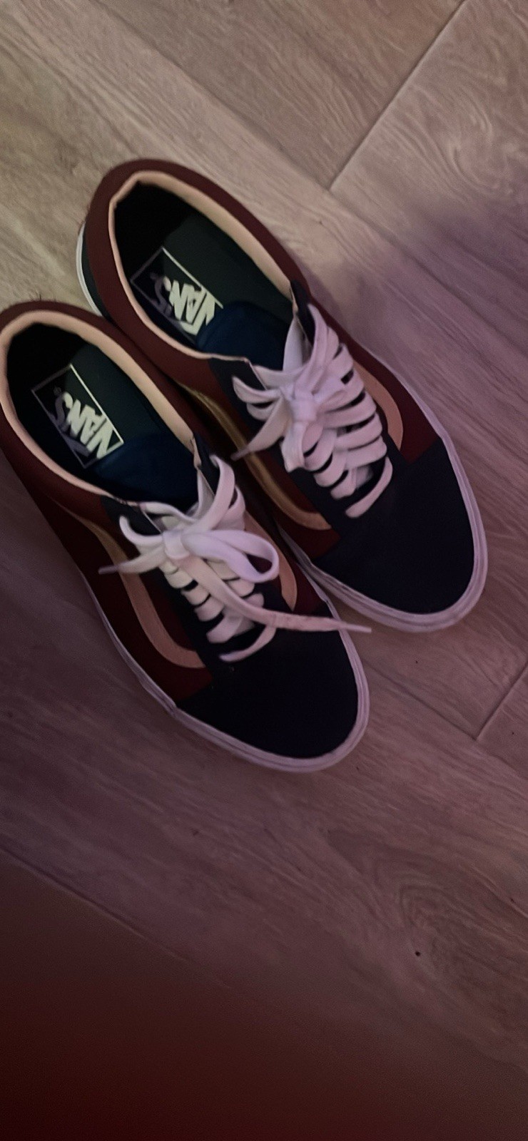 VANS Old Skool Men’s Low Top Lace-Up Colorblock Sneakers Black White Brown