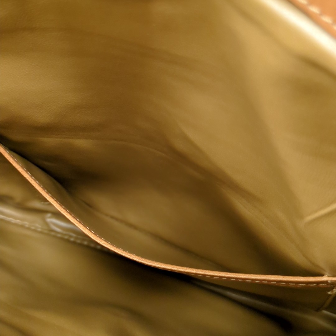 Authentic CELINE Macadam Clutch Bag PVC Leather Brown Vintage Macadam Handbag