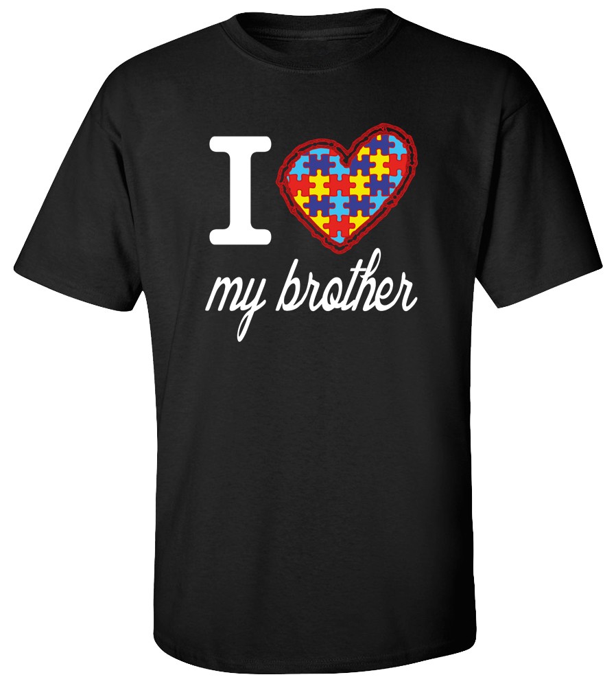 Autism Awareness T-Shirt I Love My Brother Support Gift Graphic Tee