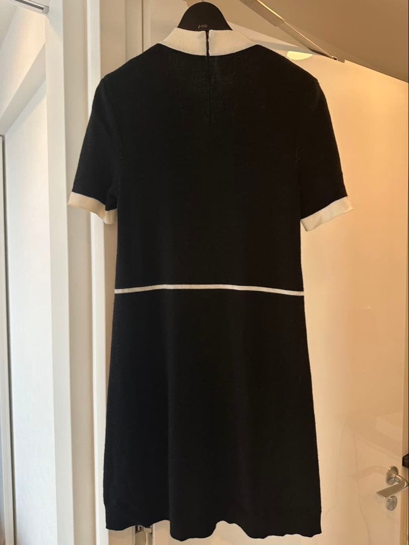 Gucci Knit Dress XS 82cm Length Black GG Logo Bow Tie Wool