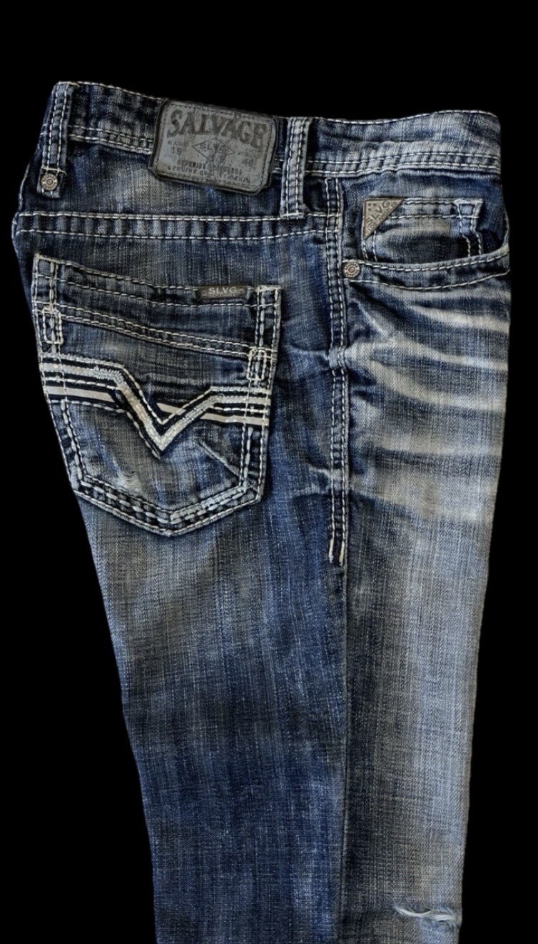 Salvage HAVOC Slim Straight Stretch Buckle Jeans ~ Men’s Size 28 x 32