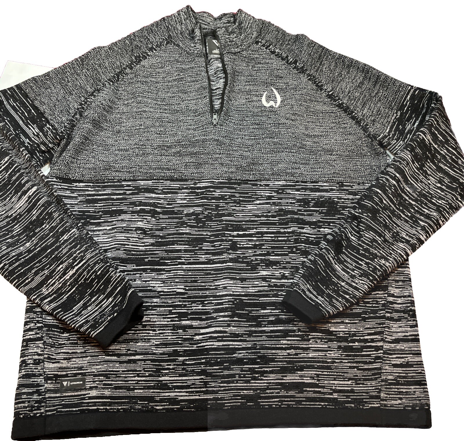 Level Wear Black Gray Sweater marled Golf 1/4 Zip Warm Thermal Knit Top Men’s Lg