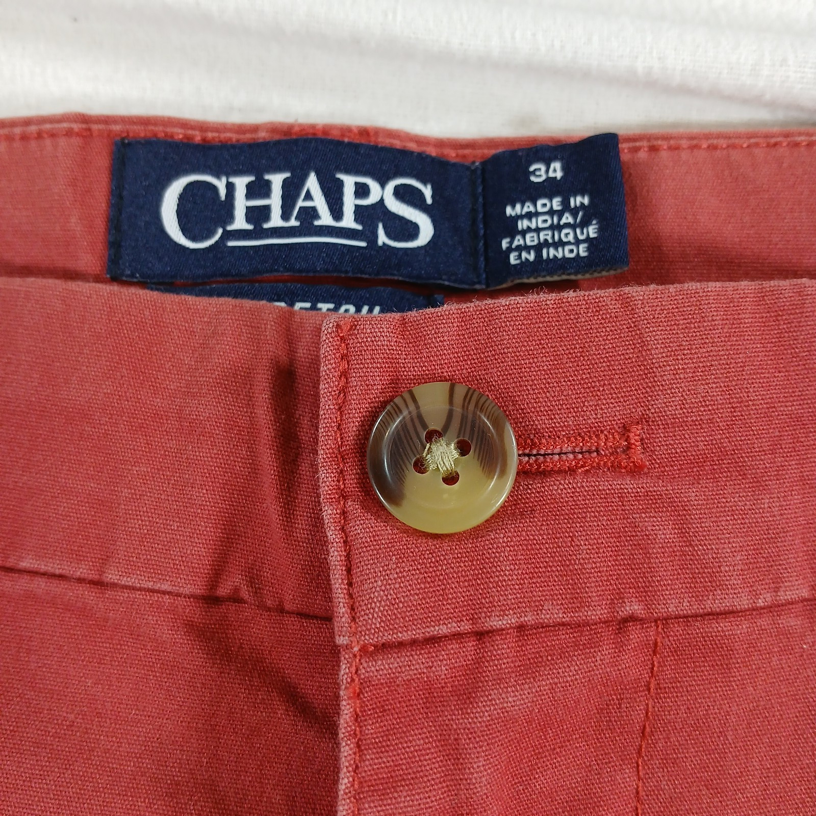 Chaps Flat Front Stretch Shorts – Waist 34 – Inseam 9 Red 97% Cotton 3% Elastane