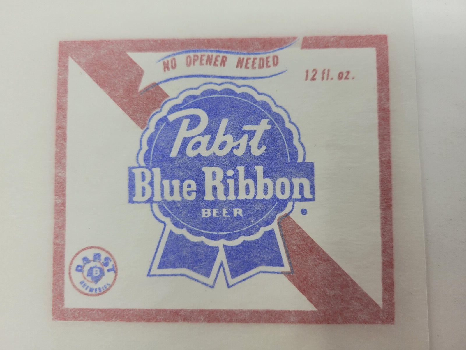 Pabst Blue Ribbon Beer Iron-On T-Shirt Transfer 3.25×3.75 in. Vintage – NEW