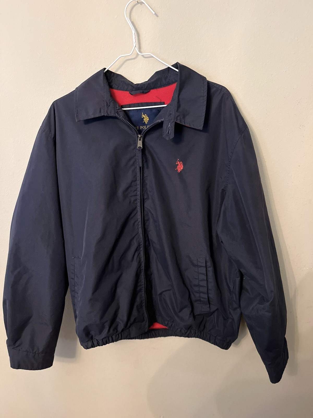 U.S. Polo Assn. Men’s Large Navy Full Zip Fleece Lined Windbreaker Jacket
