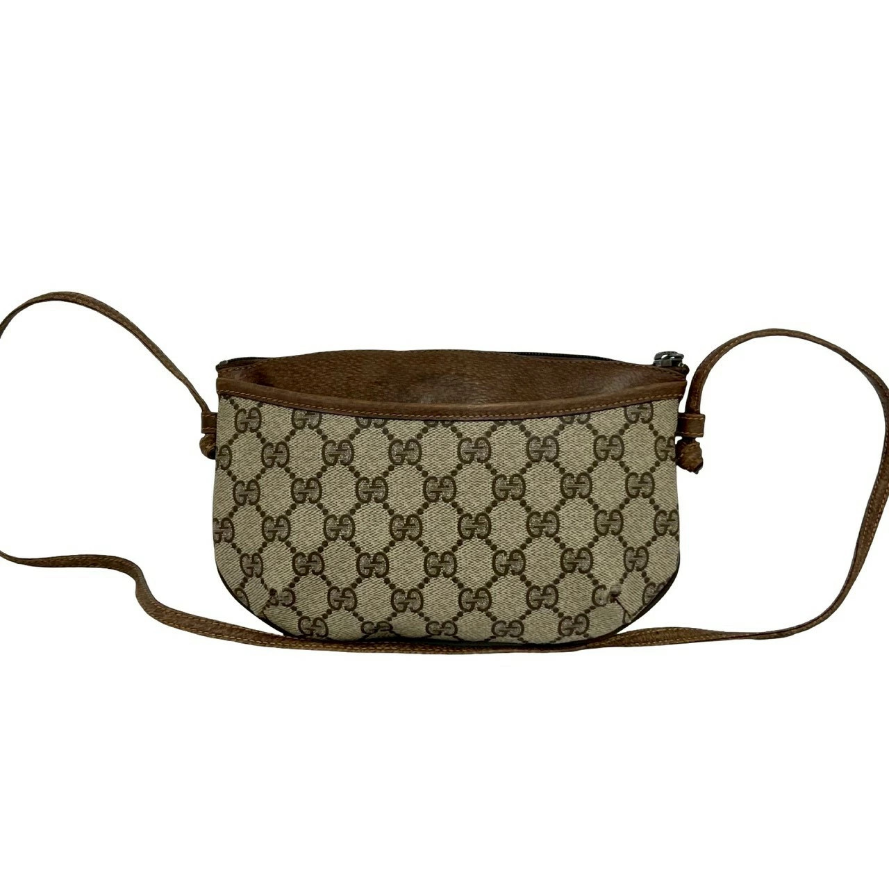 GUCCI Vintage Old Gucci GG Logo Pattern Leather Mini Shoulder Bag Pochette Brown