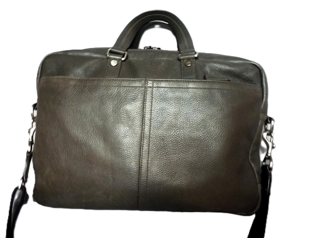 COACH Camden F70354 Gray Pebbled Leather Commuter Business Brief Case Laptop Bag