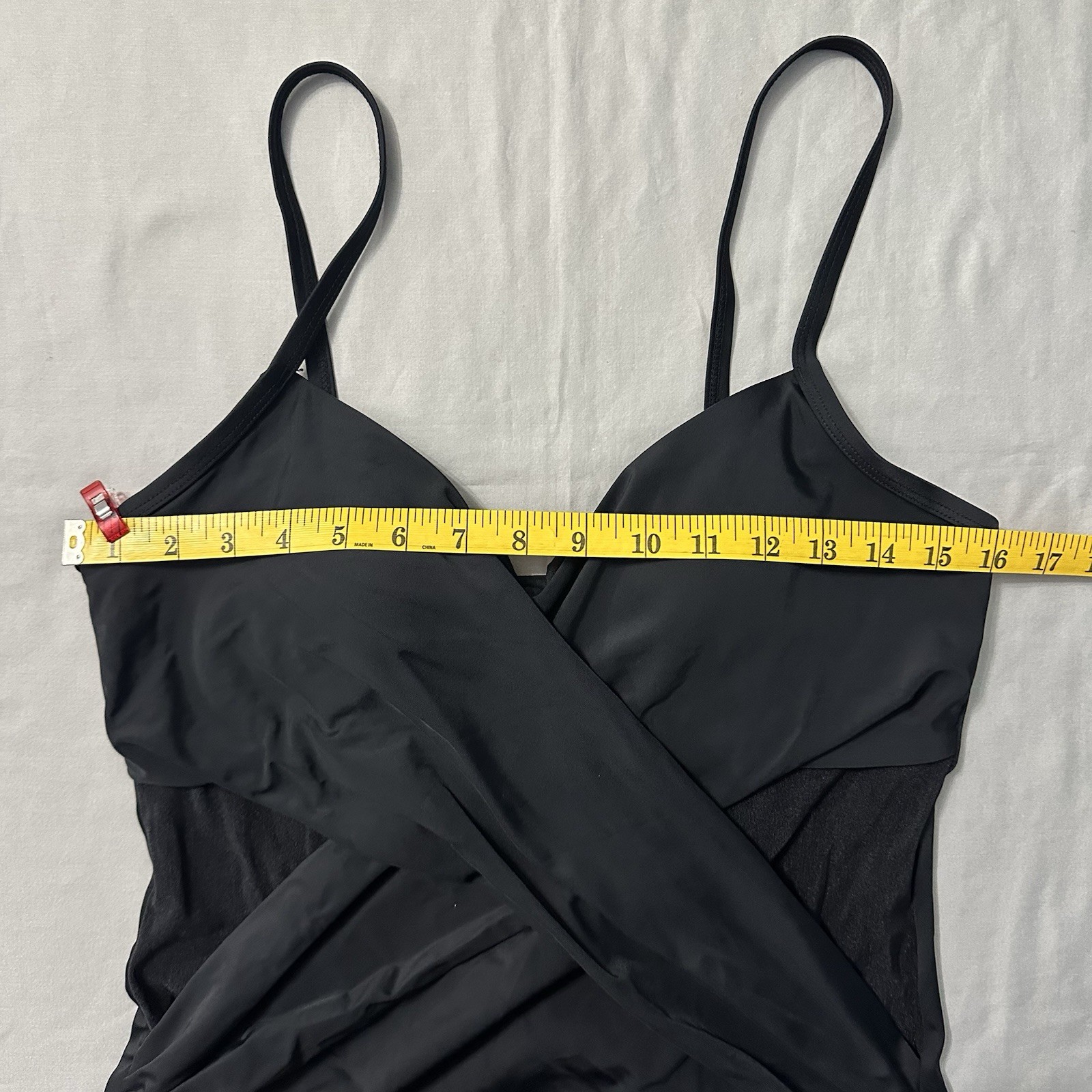 Embrace Your Curves Miracle Brands Swimsuit Womens L 12-14 Black One Piece Mesh