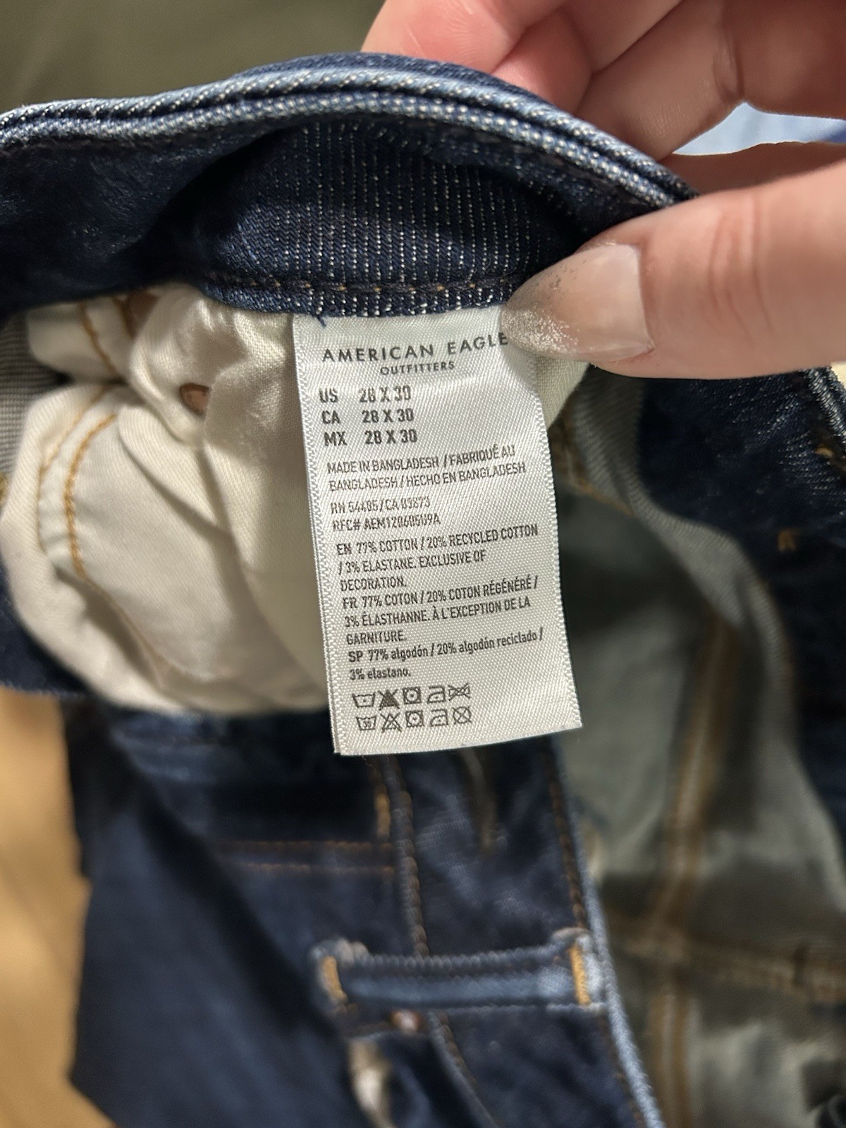 American Eagle Men’s Bootcut Dark Wash Stretch Denim Jeans Blue, Mid Rise
