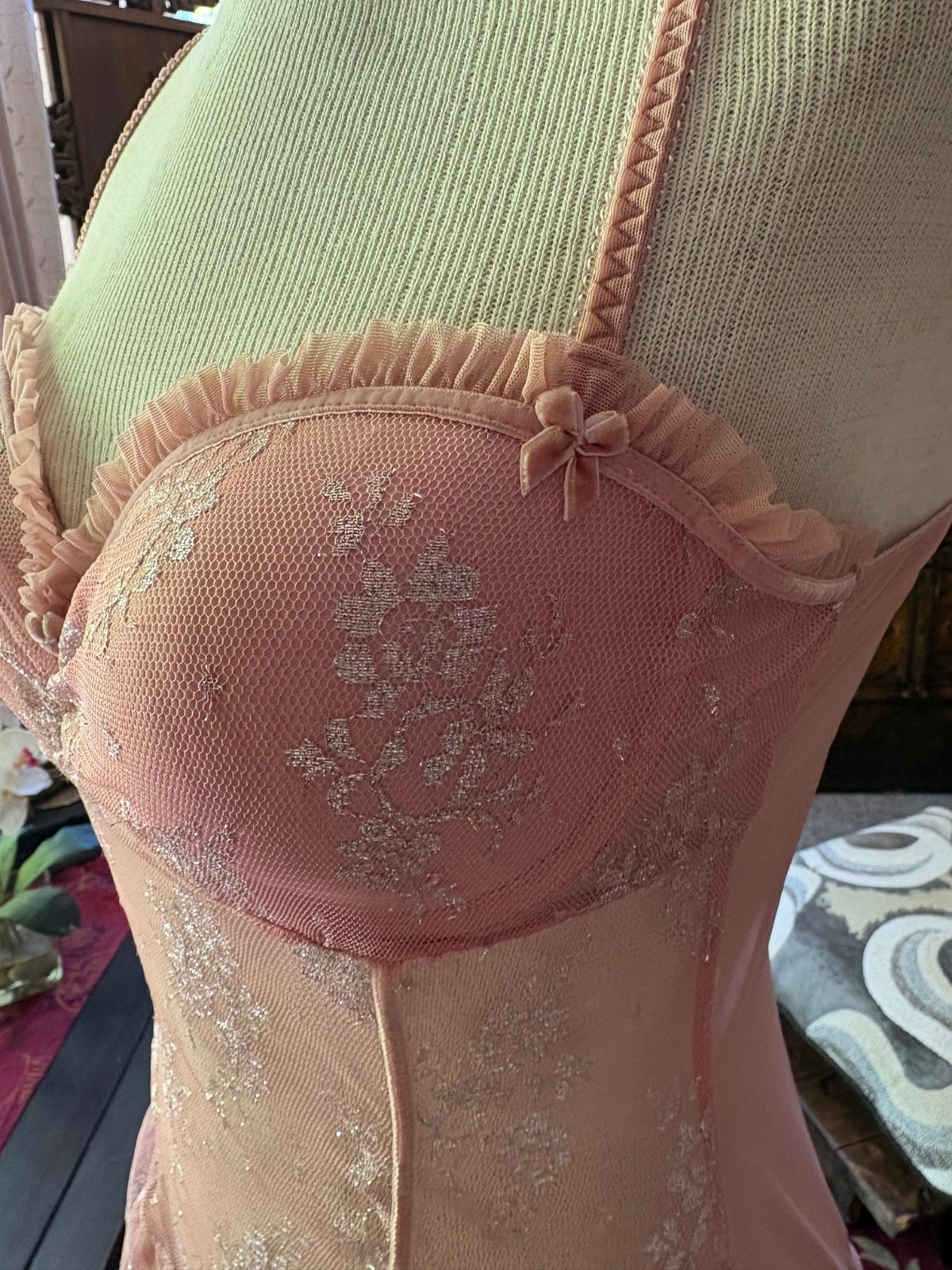 NEW BUSTIER Corset Victorias Secret Angels 36C Mesh BARBIE PINK sexy flirty