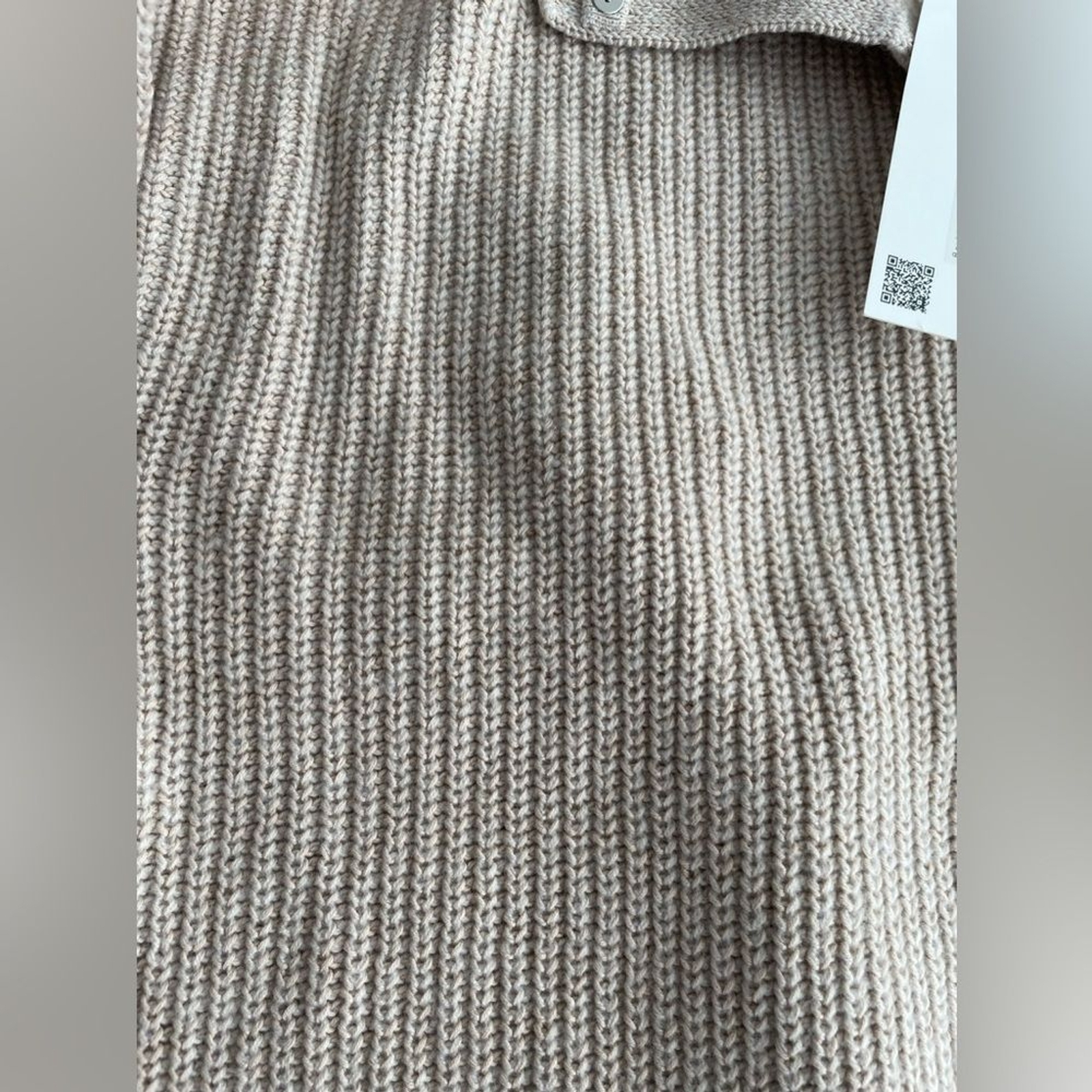 RRP US$395 White + Warren cotton wool cashmere blend coatigan ivory marl NWT L
