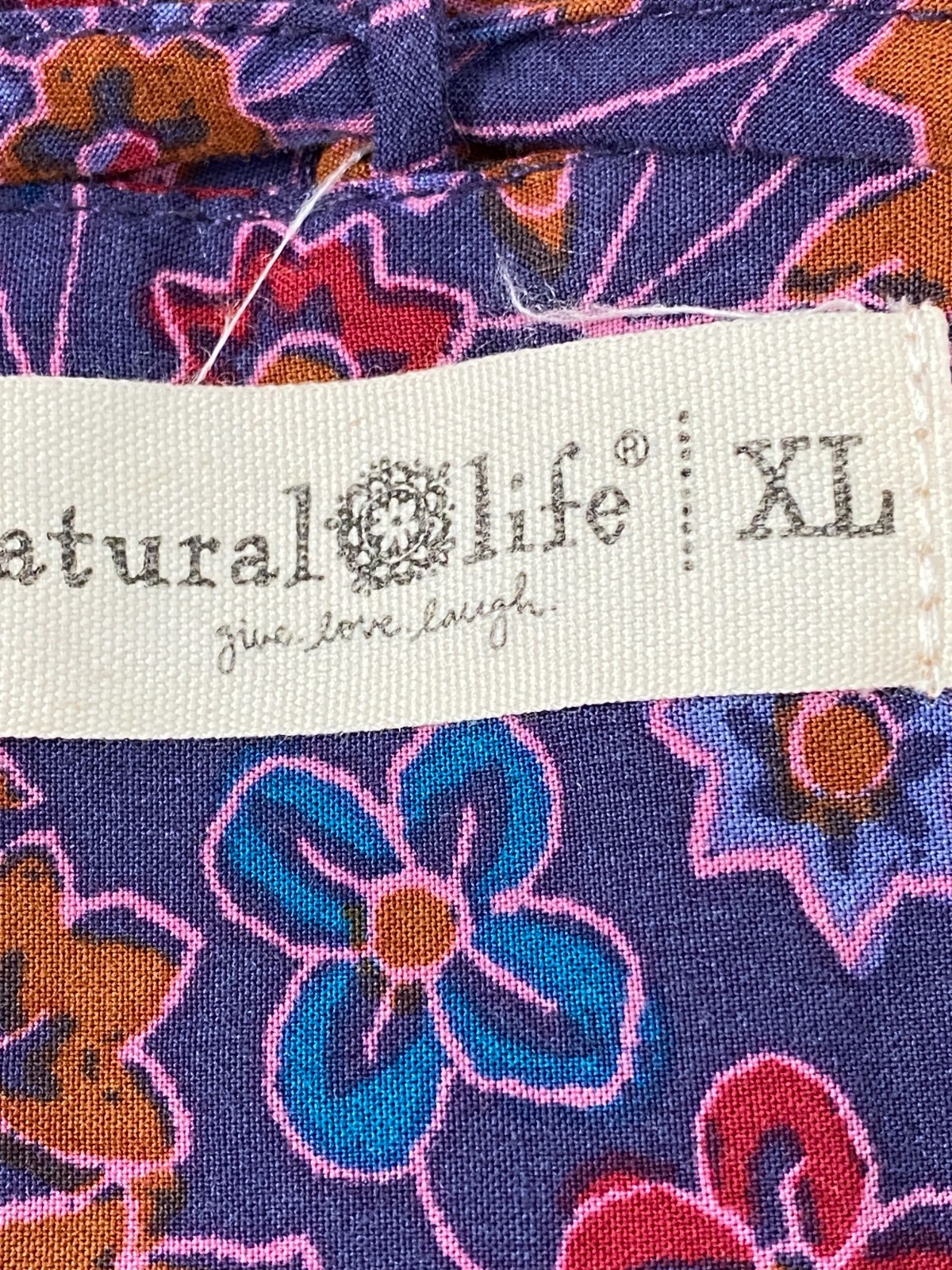 Natural Life Floral Multicolor V Neck with Ties Bell Sleeves Top Sz XL Peasant