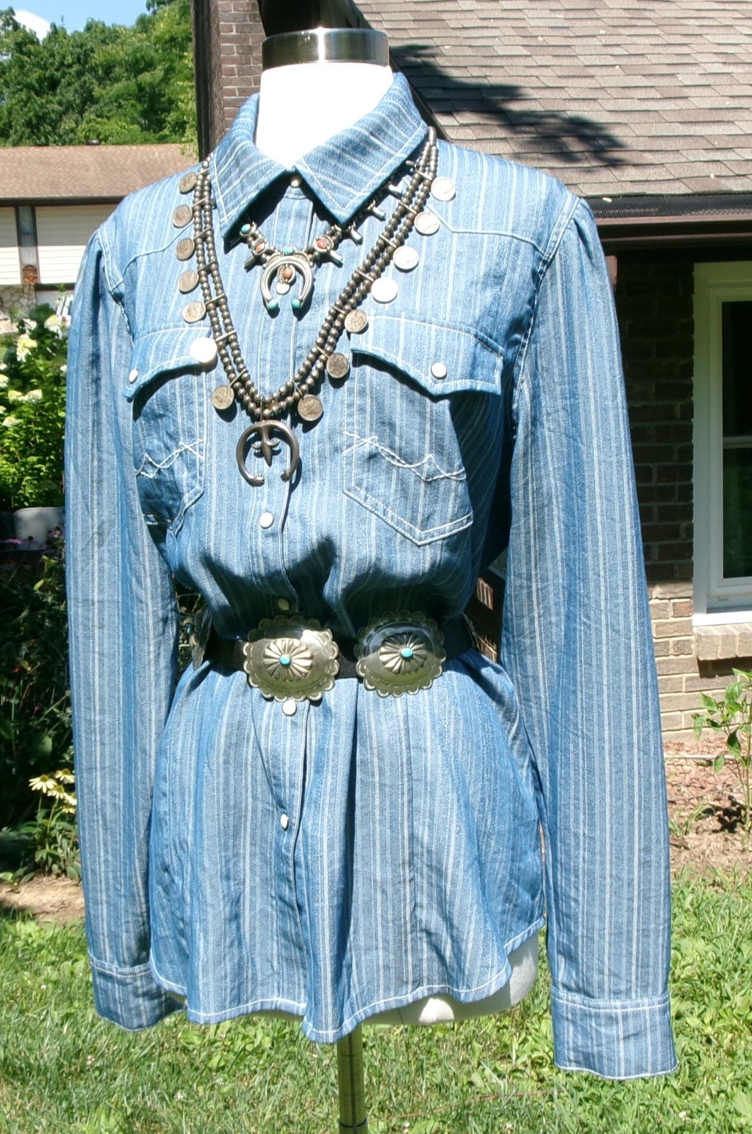 Double D Ranch Heath Denim Workshirt Top EUC XL
