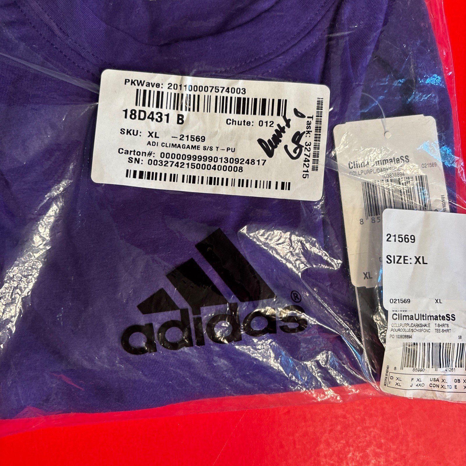 Adidas Clima-Lite Ultimate Short Sleeve T-Shirt Men’s XL Purple NEW NIP