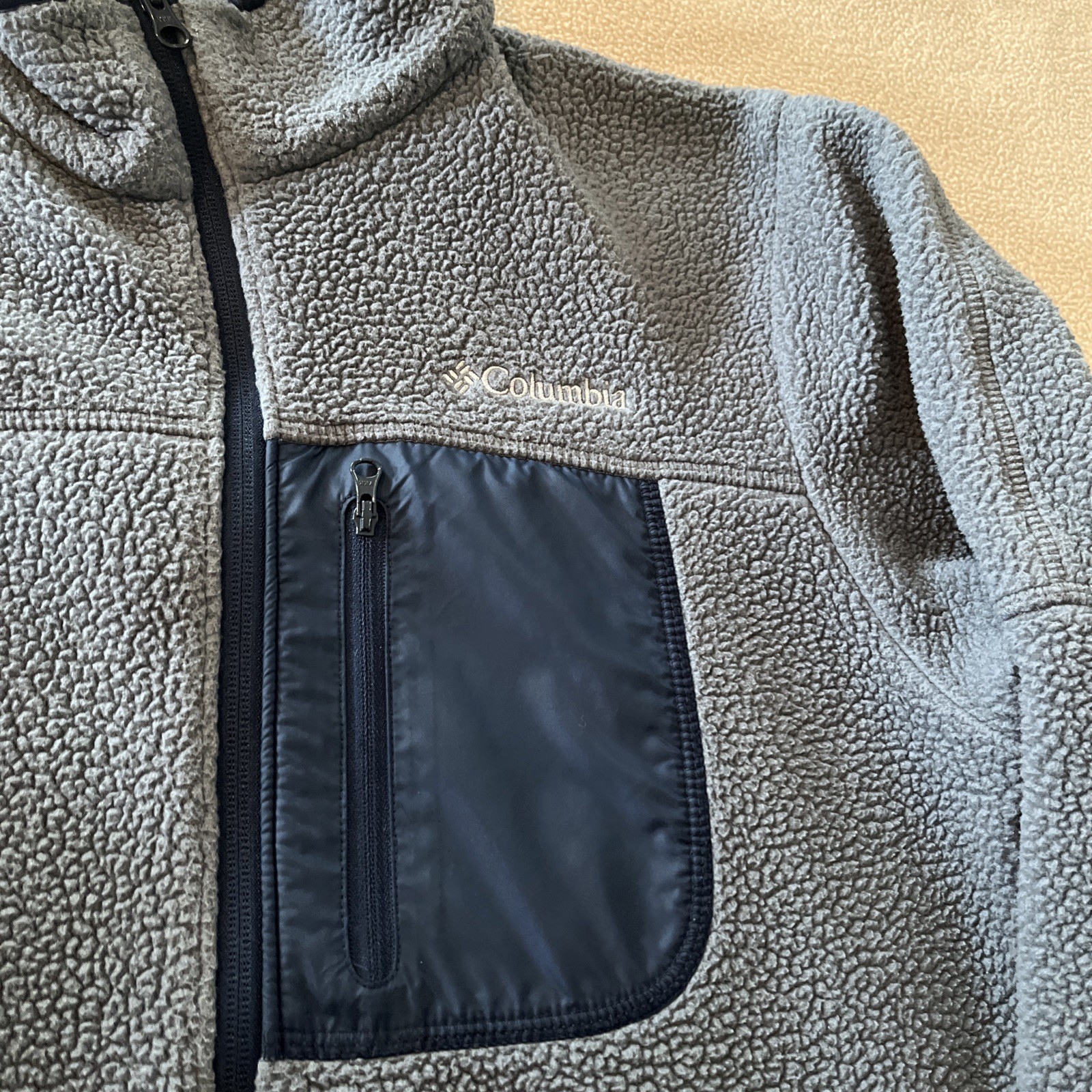 Columbia Fast Trek II Fleece Jacket Men’s Small Blue Gray Sherpa Full Zip