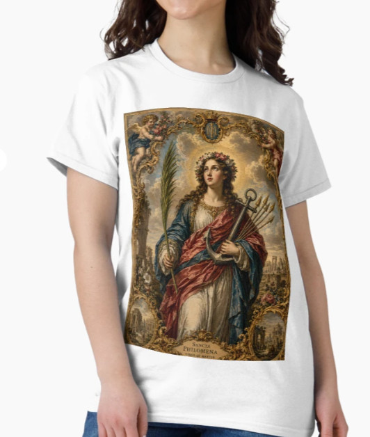 Saint Philomena – Virgin and Martyr Sacred Catholic Artwork T-Shirt