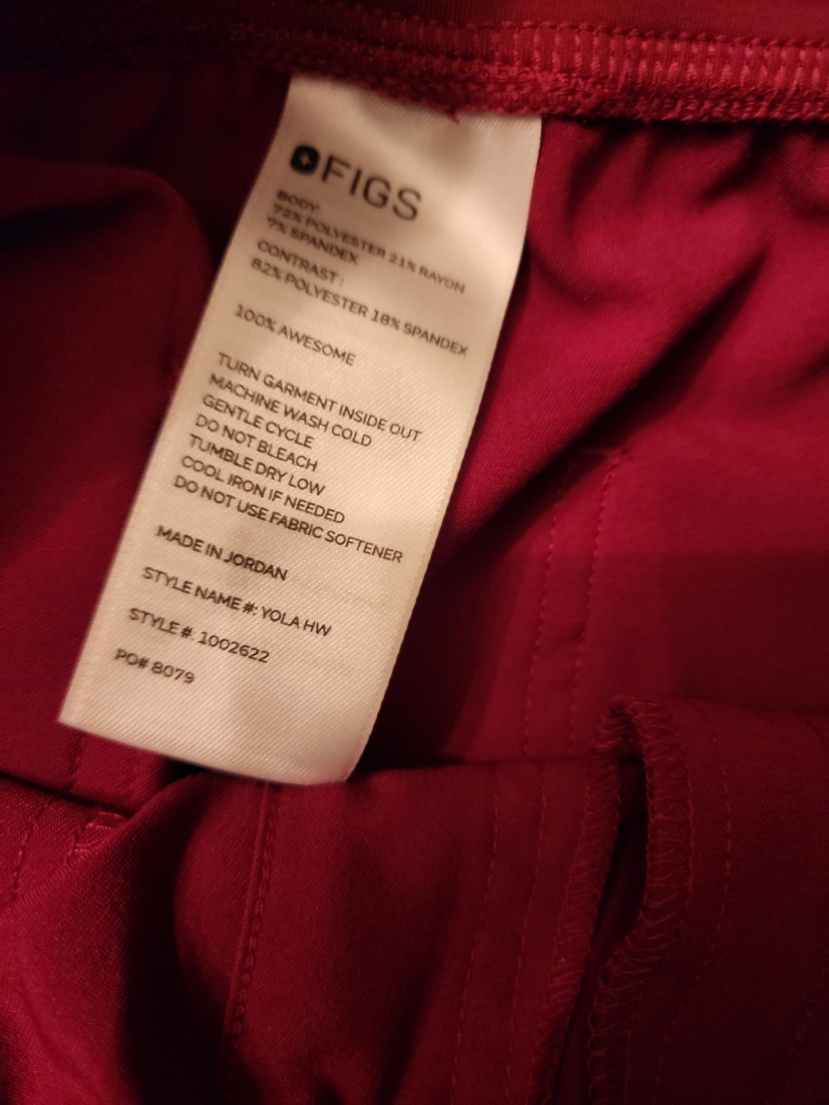 NWOT! Figs Technical Collection Yola Dark Magenta Skinny Cargo Scrub Pants Sz S