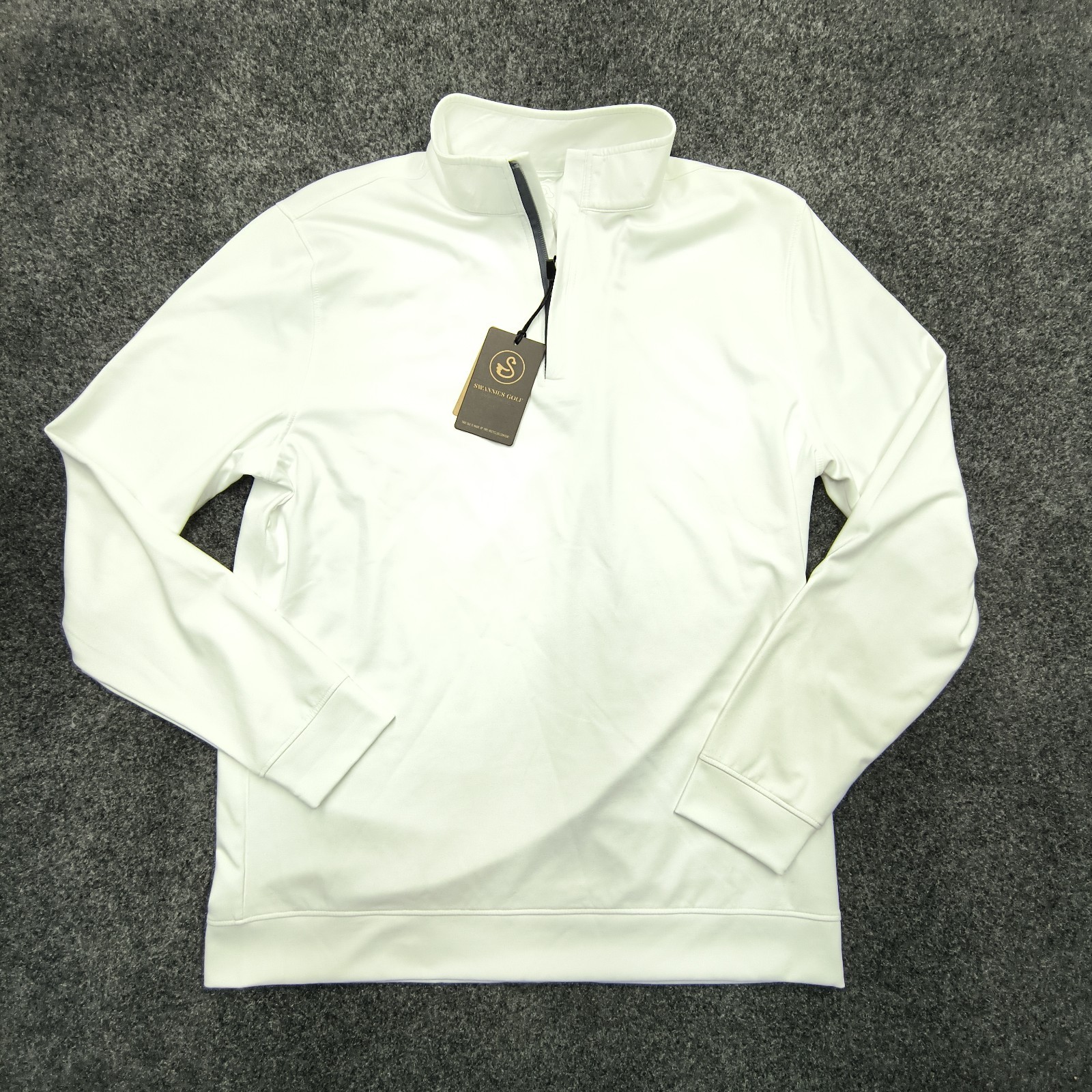Swannies McKinnon Q Quarter Zip Men’s L White 1/4 Zip Mock Neck Golf Pullover