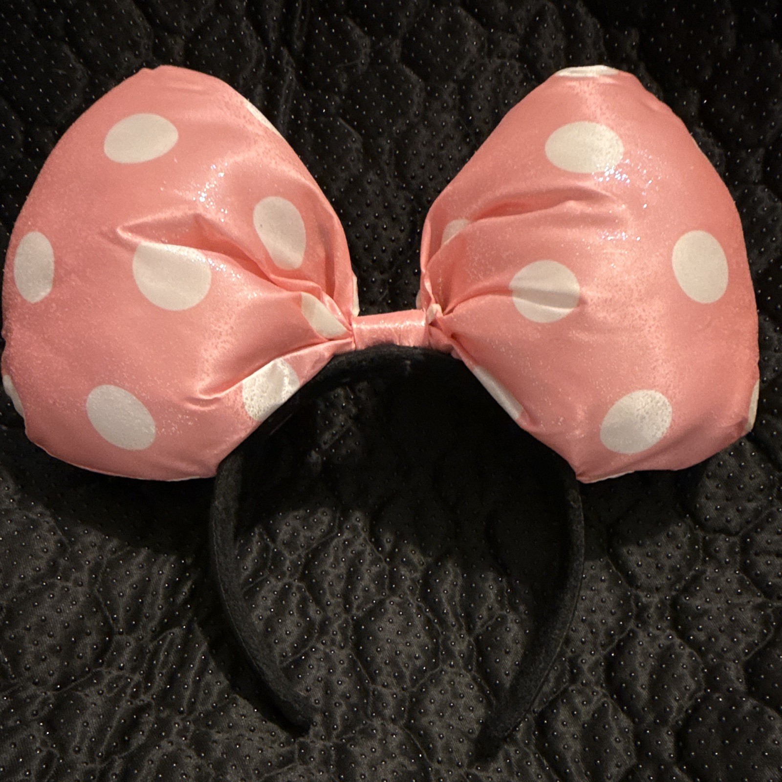 Disney Pink Polka Dot Bow Headband Fabric Hair Accessory Women Teens Unisex