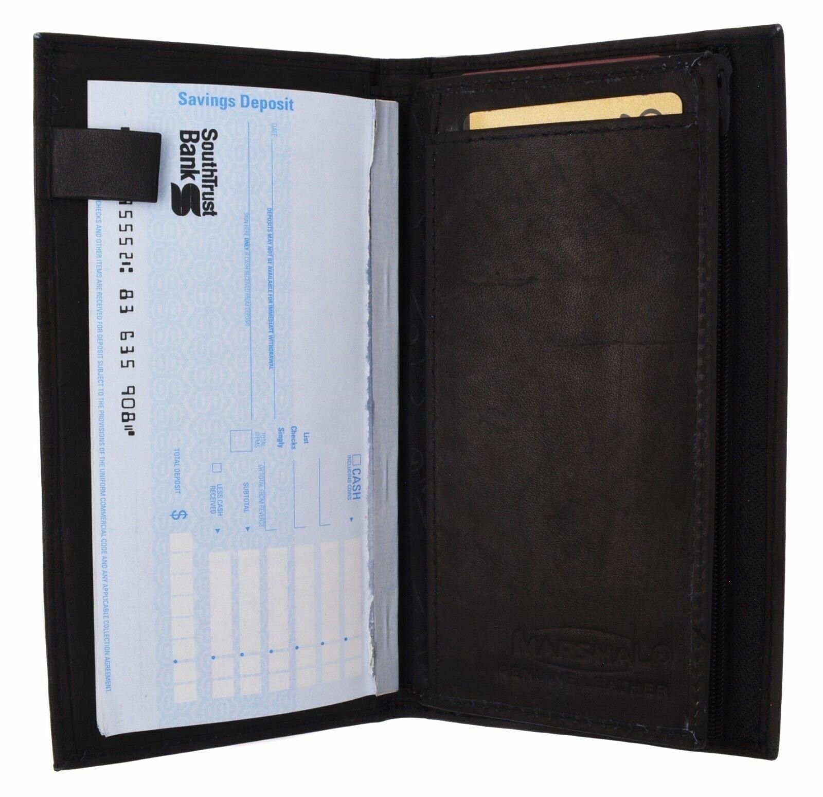 Genuine Leather Checkbook Cover Wallet Organizer with Credit Card Holder 253bk