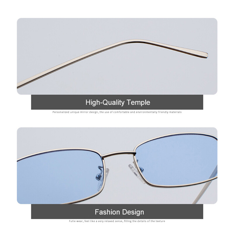 Retro Small Square Sunglasses Men Women Metal Frame Rectangle Sunglasses Eyewear