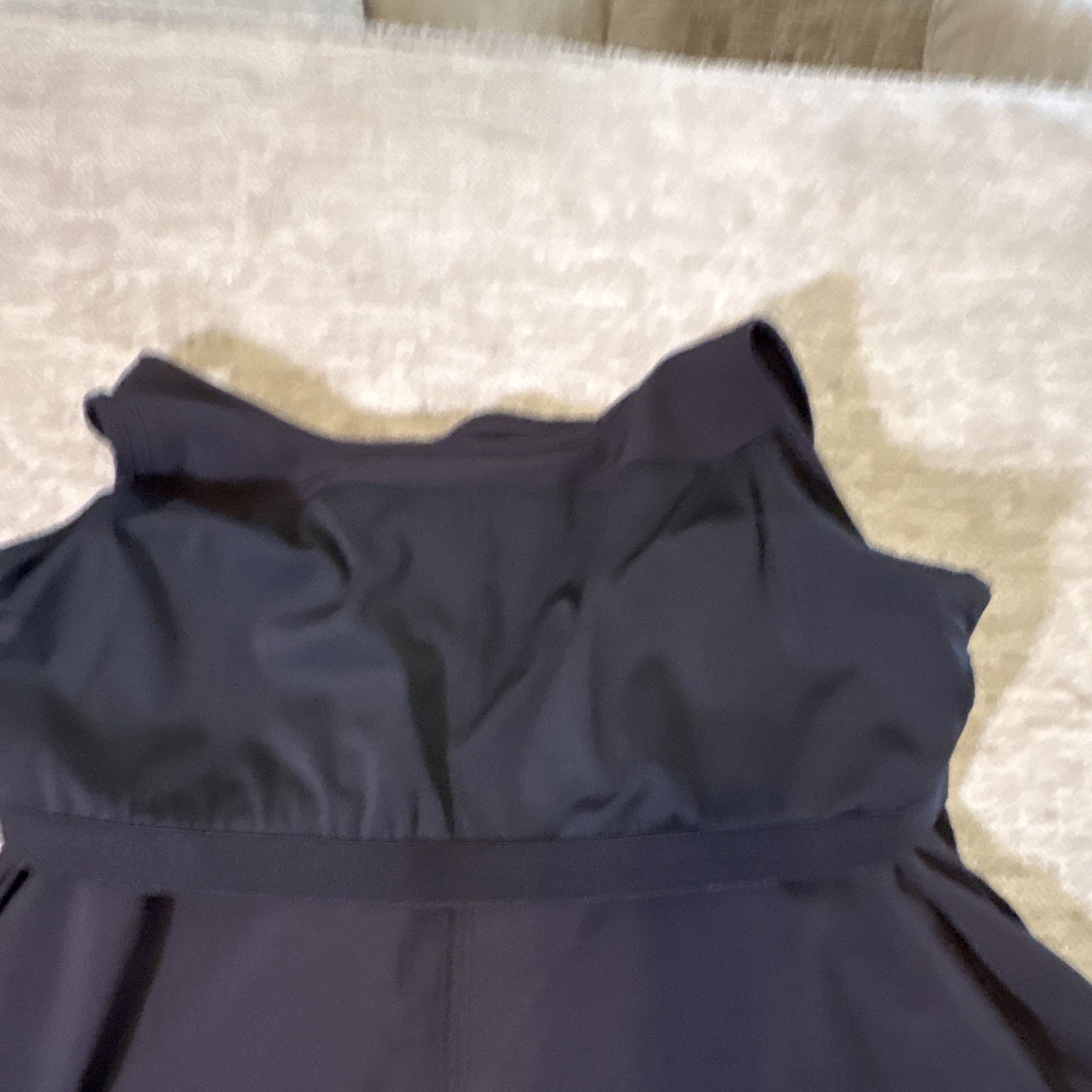 Women’s L Black Solid Fit & Flare Scoop Neck Sleeveless Layered Lined Dress