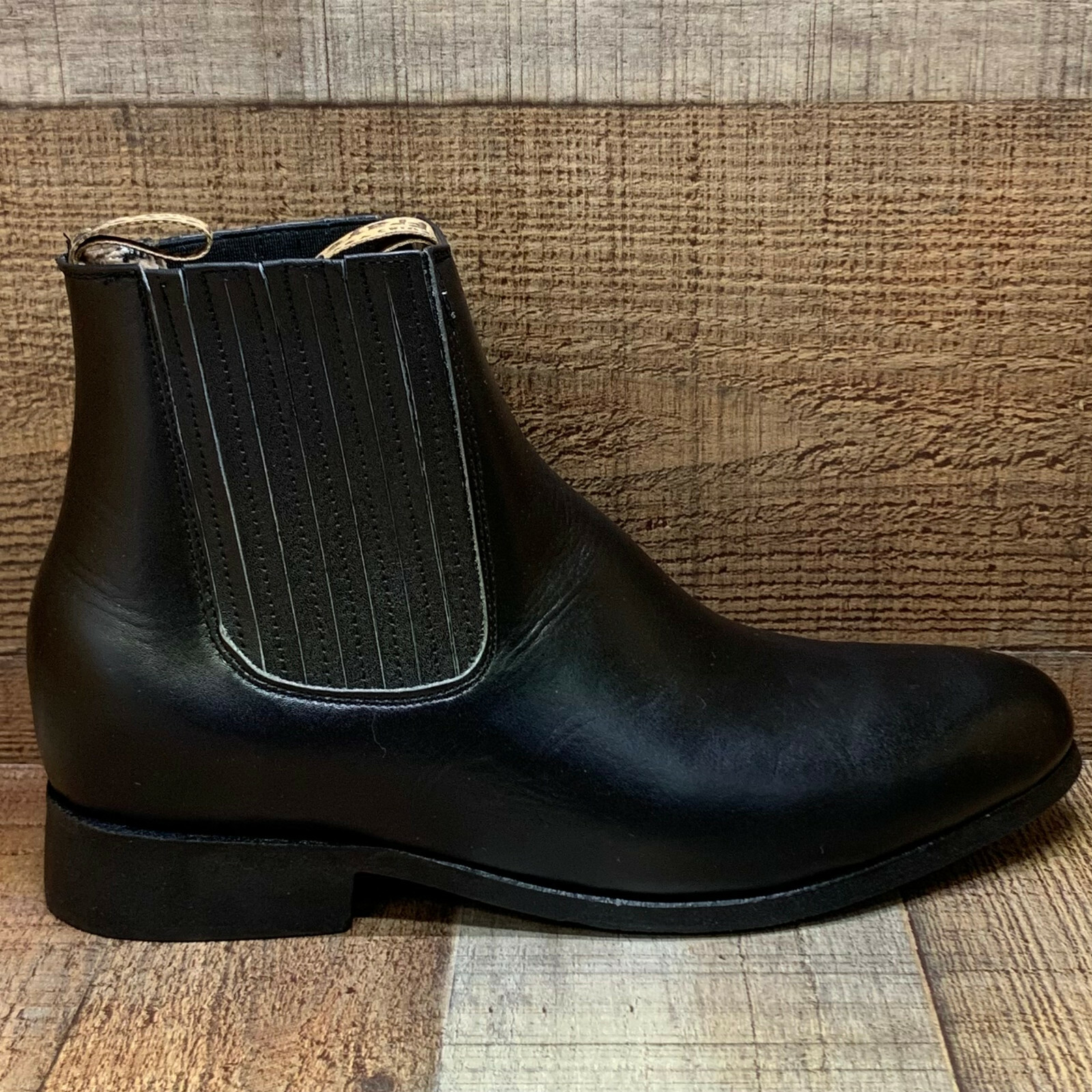 Men Charro Botin Vaquero Redondo Napa Western Cowboy Half boot Chelsea Round Toe