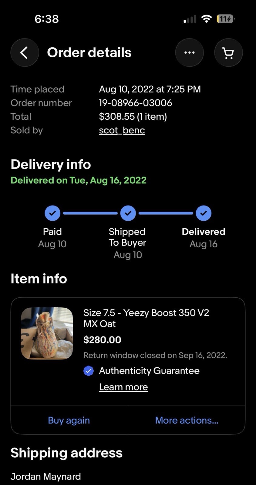 adidas Yeezy Boost 350 V2 MX Oat Men’s Size 7.5