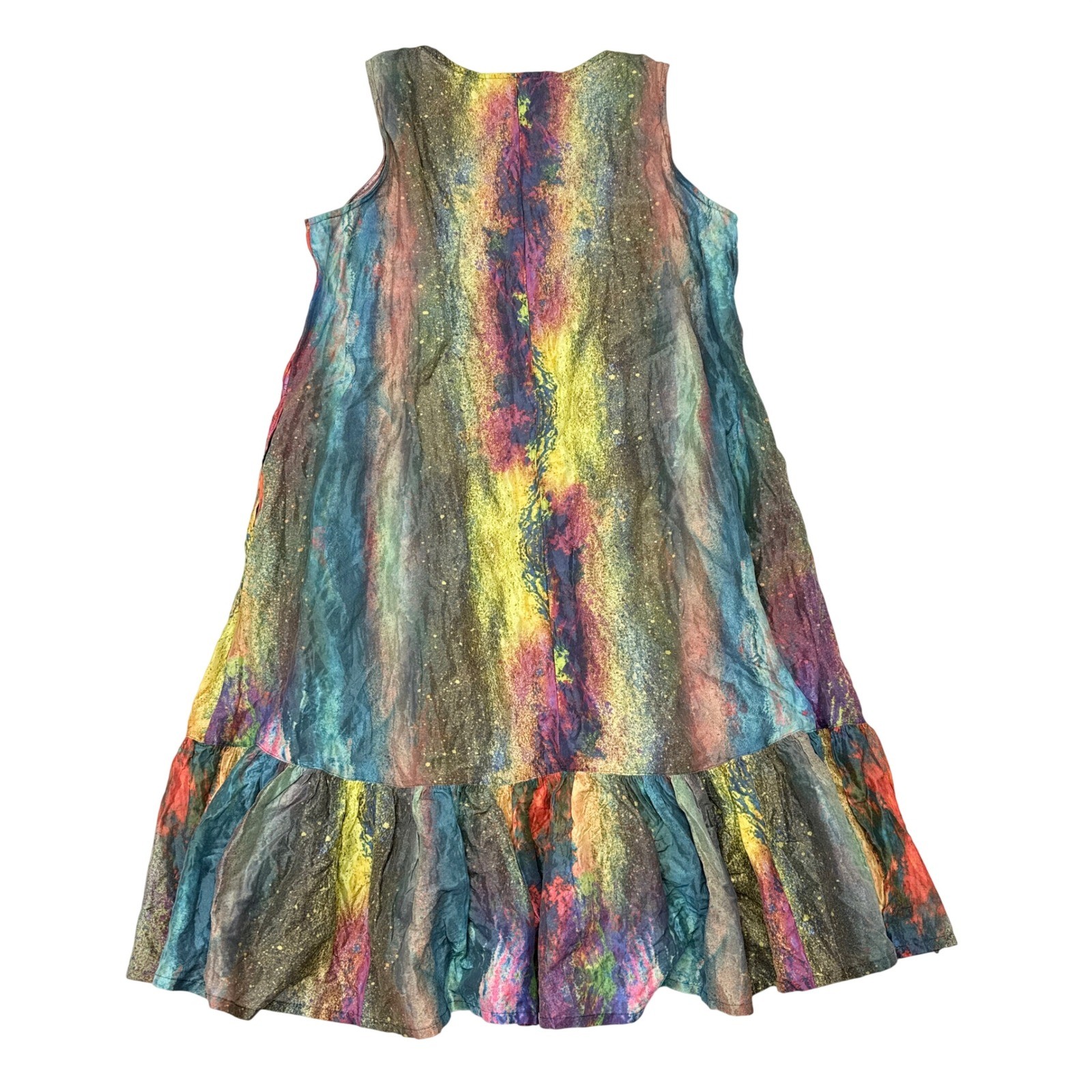 Bryn Walker Dress Size Large Zen Taffeta Nebulosa Abstract Cosmic Ruffled Hem