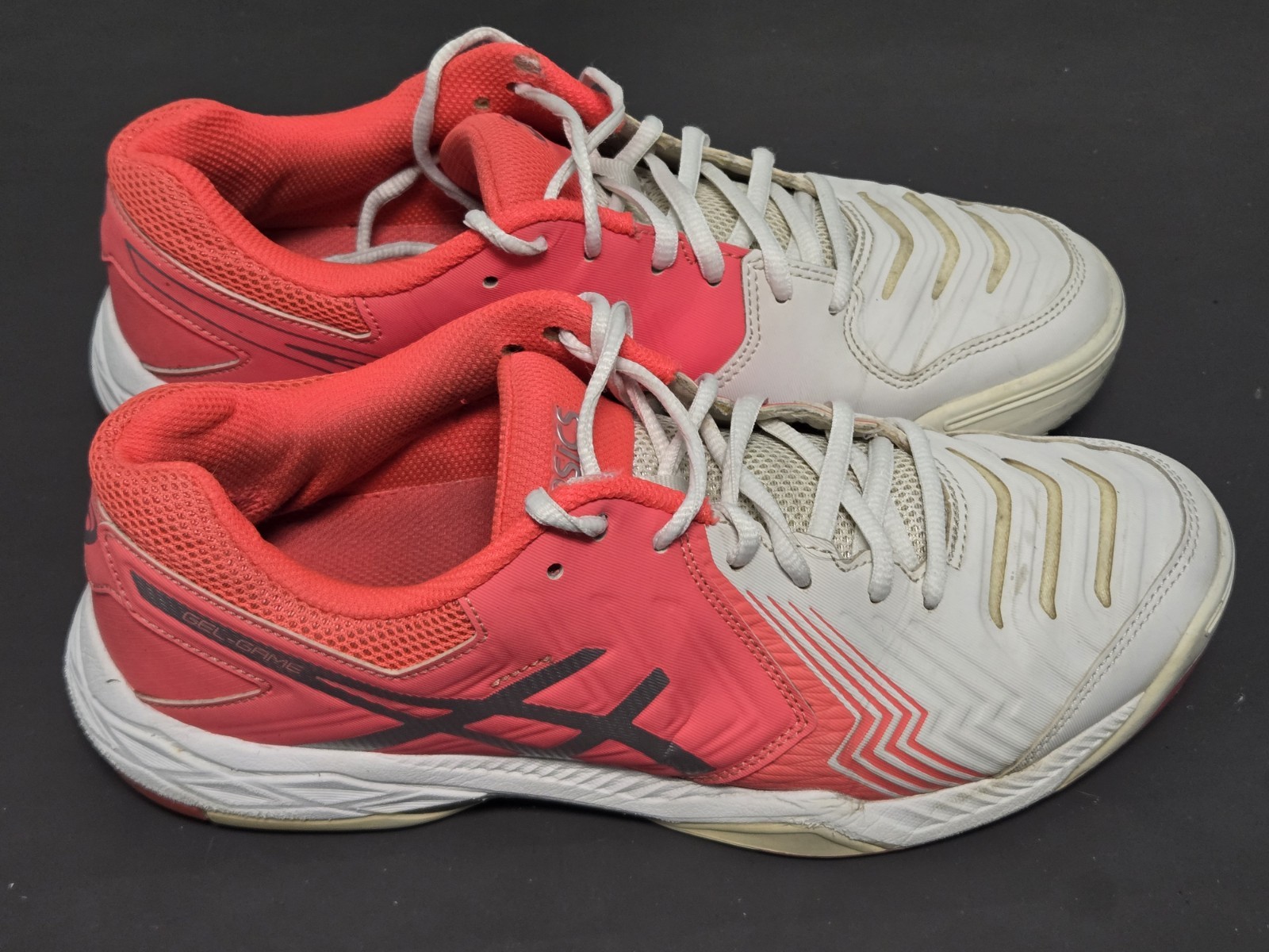Asics Gel Game Womens Athletic Shoes E755Y Size 9.5 Coral Pink & White