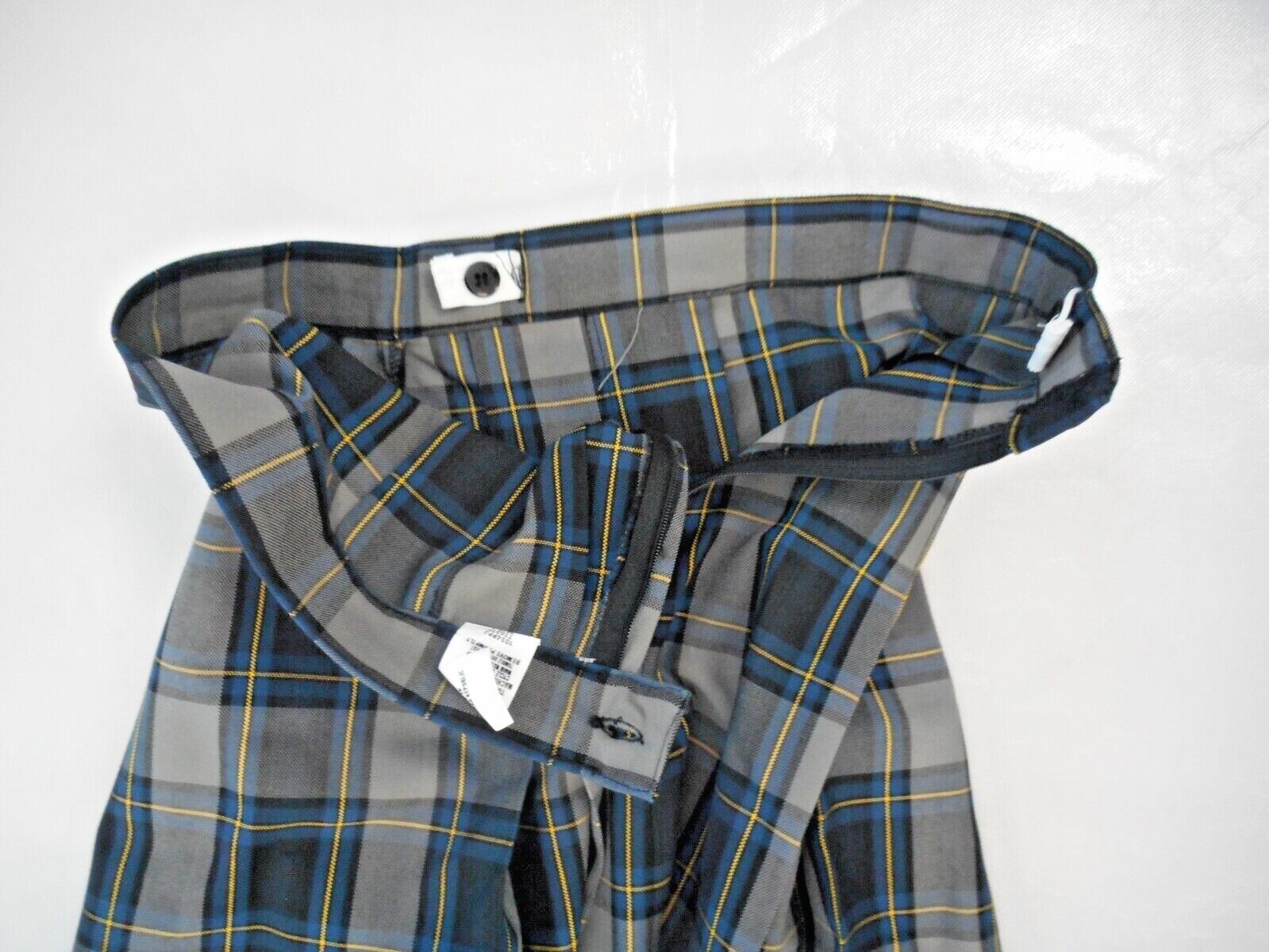 Girls A+ Blue & Gray Plaid Kick Pleat Uniform Skirt Jr. Sizes 26 Jr. – 42 Jr.
