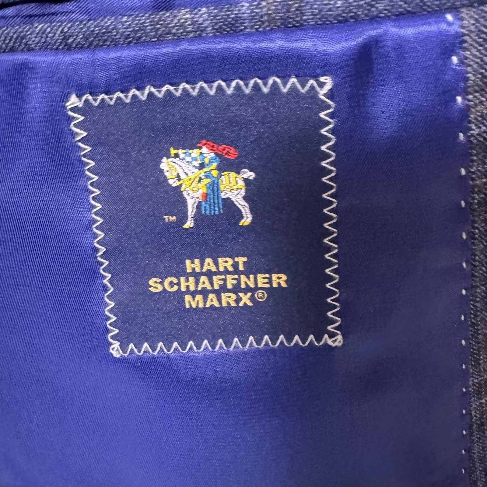 Hart Schaffner Marx Blazer Mens 46L Guabello Sobrius Wool Windowpane Sport Coat