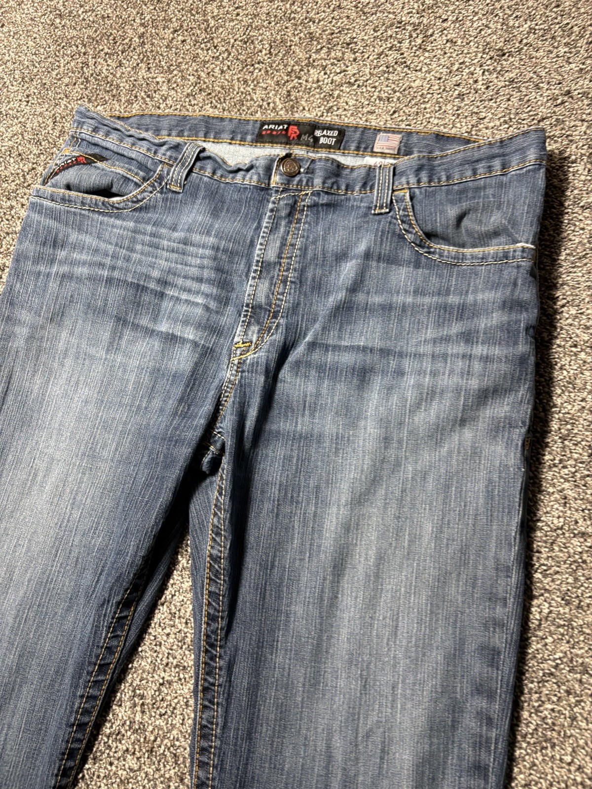 Ariat M4 FR Jean Mens 40×30 Blue Low Rise Boot Cut CAT2 FR Flame Resistant